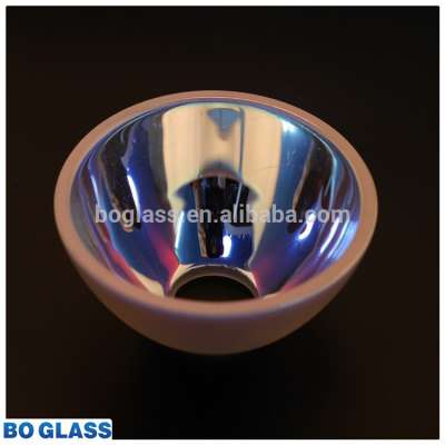 Dia 86.5mm borosilicate glass reflector bowl,high temp resistant, reflector cup bowl with reflective film coating